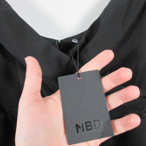 NBD Harry Mini Dress S Black Balloon Sleeve Sweetheart Neck Party Revolve 300 - Picture 5 of 13